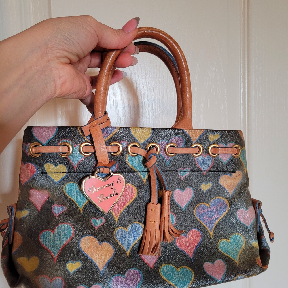 Dooney & Bourke Black Heart-Print Leather Satchel